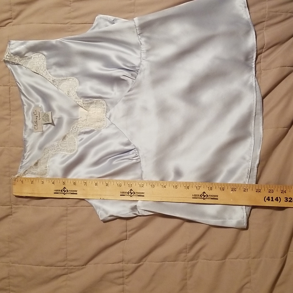 100% Silk Baby Blue Lace-Trim Tank - Picture 10 of 12